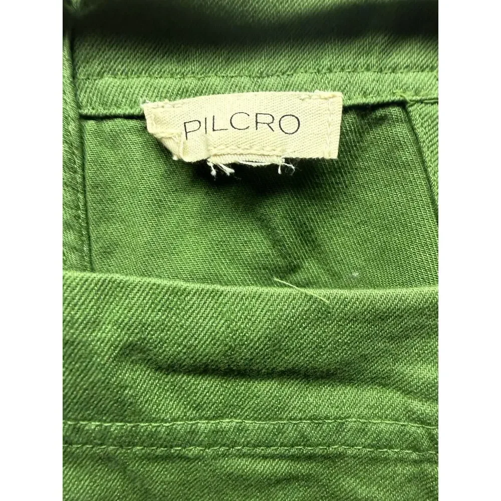 Women’s Pilcro Anthropologie Kyla Flounce Mini Dress Green 100% Cotton Size 2xl - Picture 7 of 8